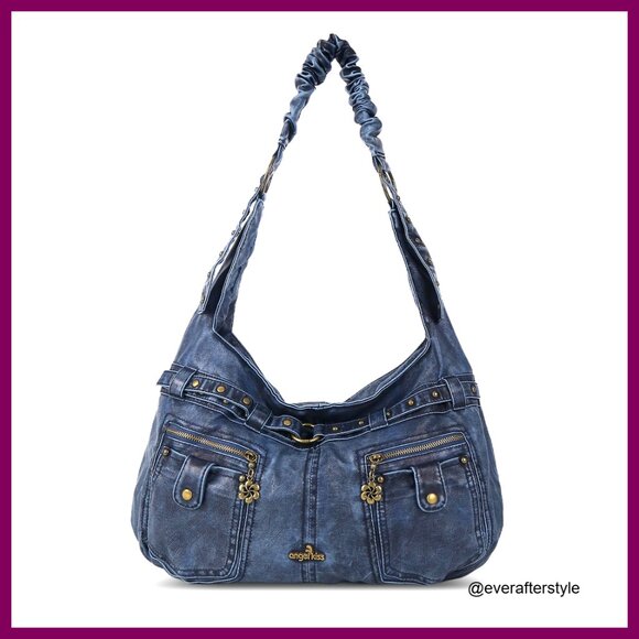 Large Vegan Leather Hobo Shoulder Bag Multi-Pocket Tote Y2K Chic